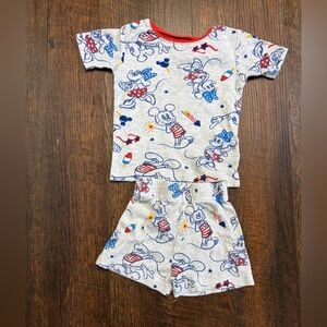 Disney Gray Kids Pajama Set with Red and Blue Mickey Print